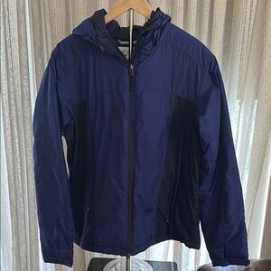 Columbia Women's Purple/Navy Hooded Lightweight Rain Jacket Shell XL